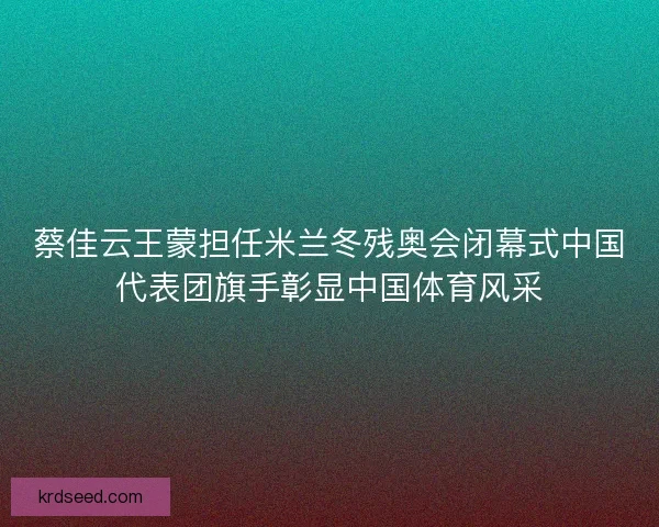 蔡佳云王蒙担任米兰冬残奥会闭幕式中国代表团旗手彰显中国体育风采