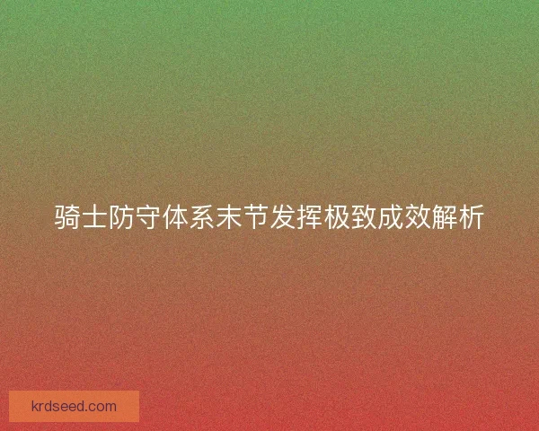 骑士防守体系末节发挥极致成效解析